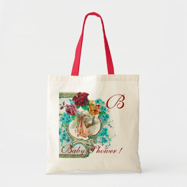 STORK BABY GIRL SHOWER 2 MONOGRAM TOTE BAG (Front)