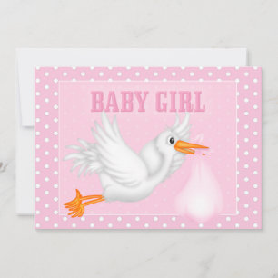 Stork Baby Girl Shower Invitation