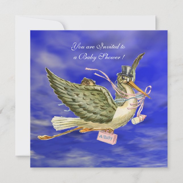 STORK BABY GIRL SHOWER INVITATION (Front)