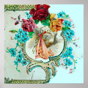 STORK BABY GIRL SHOWER POSTER
