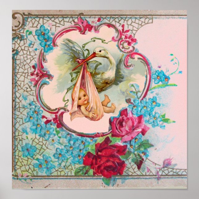 STORK BABY GIRL SHOWER POSTER (Front)