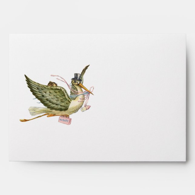 STORK BABY GIRL SHOWER , White Pink Envelopes (Front)