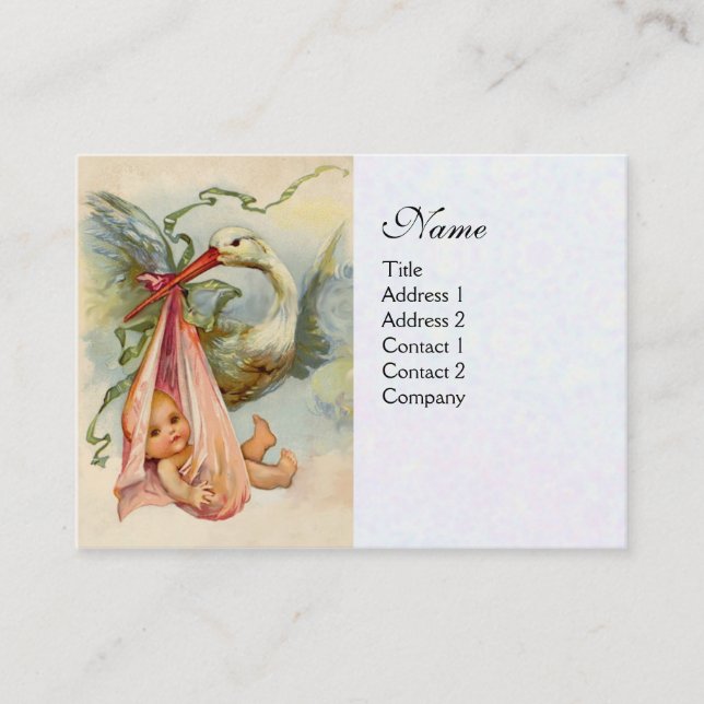 STORK BABY SHOWER 2, white Business Card (Front)