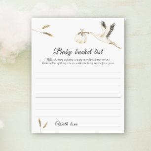 Stork baby shower - Baby bucket list game