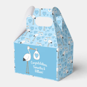 Stork Baby Shower Blue Boy Favour Box