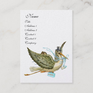STORK BABY SHOWER, Blue White Pearl Paper Business Card