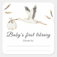Stork - Baby Shower bookplate, books for baby