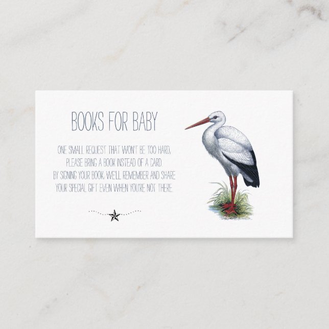 Stork Baby Shower Books For Baby Enclosure Card (Front)