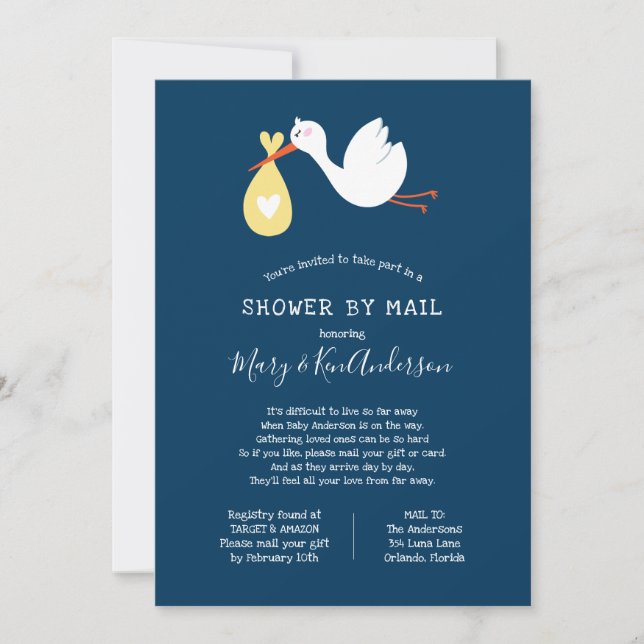 Stork Baby Shower by Mail Invitation (Front)