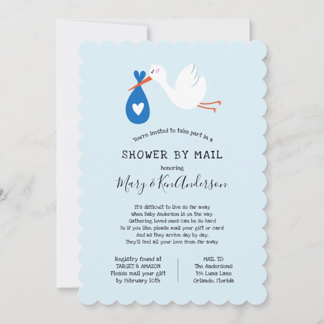 Stork Baby Shower by Mail Invitation (Front)
