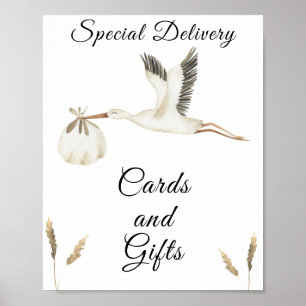 stork baby shower - cards & gifts poster