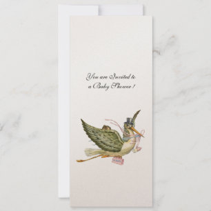 STORK BABY SHOWER, champagne metallic Invitation