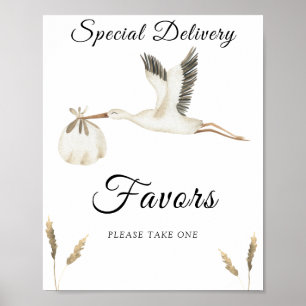 Stork baby shower - Favours Poster