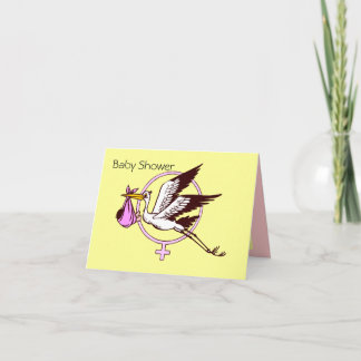 stork baby shower for girl invitation