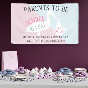 Stork Baby Shower Gender Reveal Party Banner