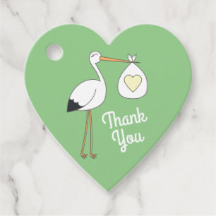 Stork Baby Shower Green Gender Neutral Favour Tags