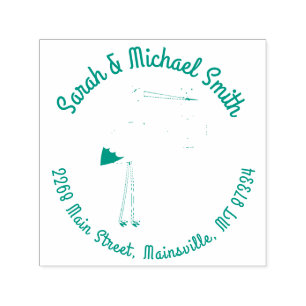 Stork Baby Shower Green Gender Neutral Self-inking Stamp