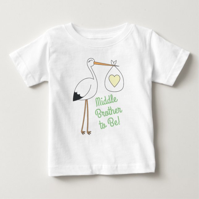 Stork Baby Shower Green Spring Baby T-Shirt (Front)