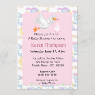 Stork Baby Shower Invitation