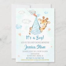 Stork baby shower invitation Giraffe party invite
