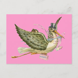 STORK BABY SHOWER INVITATION POSTCARD