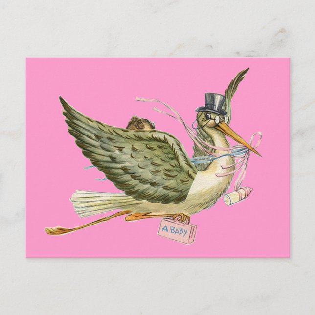 STORK BABY SHOWER INVITATION POSTCARD (Front)
