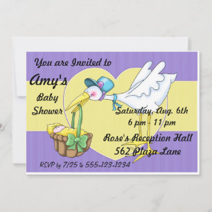 Stork Baby Shower Invitations Announcement