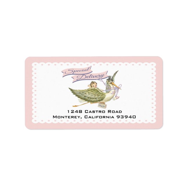 Stork Baby Shower labels (Front)