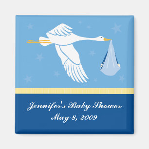 Stork Baby Shower Magnet - Blue