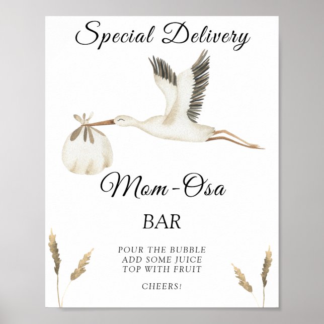 Stork baby shower - Momosa bar Poster (Front)