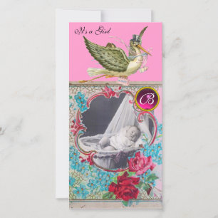 STORK BABY SHOWER MONOGRAM ,ruby Announcement