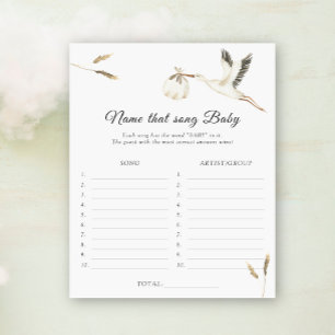 Stork baby shower Name that song baby game