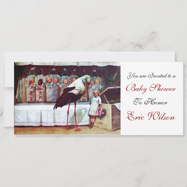 STORK BABY SHOWER New Baby Arrival White Invitation (Front)