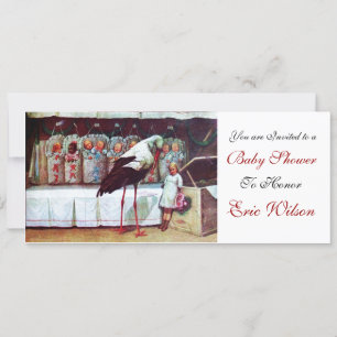 STORK BABY SHOWER New Baby Arrival White Invitation