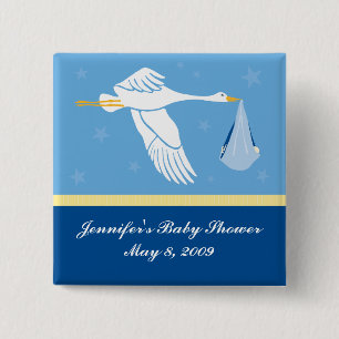Stork Baby Shower Pin - Blue