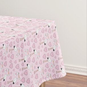 Stork Baby Shower Pink Girl Tablecloth