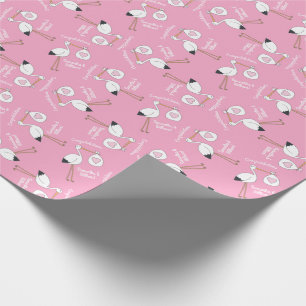 Stork Baby Shower Pink Girl Wrapping Paper