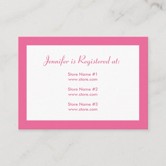 Stork Baby Shower Registry Card - Pink (Front)