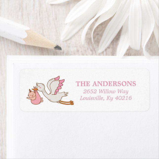 Stork Baby Shower Return Address Label (Insitu)