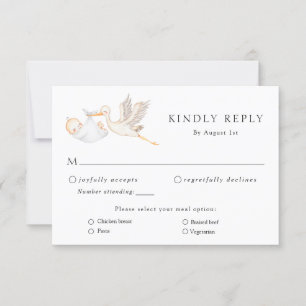 Stork Baby Shower RSVP Response Invitation