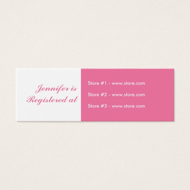 Stork Baby Shower Small Registry Card - Pink (Front)