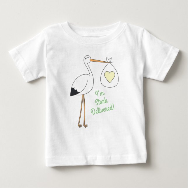 Stork Baby Shower Spring Baby T-Shirt (Front)