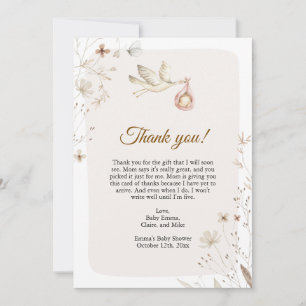 Stork Baby Shower Thank You Card