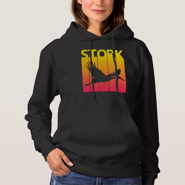 Stork Bird Retro Hoodie (Front)