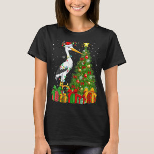 Stork Bird Xmas Holiday Santa Stork Christmas Tree T-Shirt