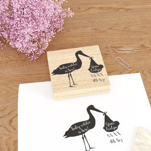 Stork Birth Announcement Rubber Stamp
