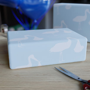 Stork Blue Baby Shower Wrapping Paper