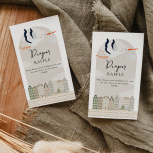 Stork Boho Baby Shower Diaper Raffle Enclosure Card