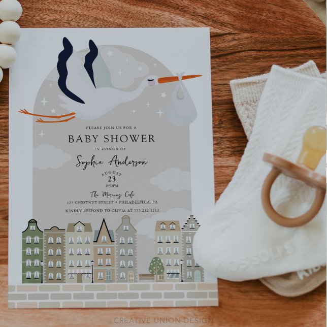 Stork Boho Baby Shower Special Delivery Sprinkle Invitation (Boho Baby Shower Stork)