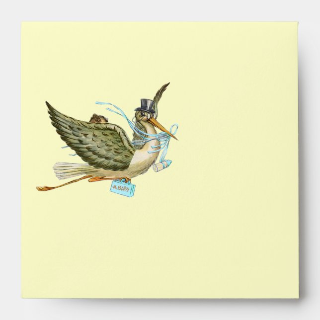 STORK BOY BABY SHOWER , Blue Cream Envelopes (Front)